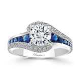 Unique Moissanite Engagement Ring With Blue Sapphire Accents