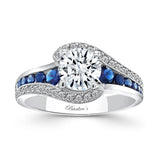 Unique Lab Diamond Engagement Ring With Blue Sapphire Accents