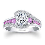 Unique Pink Sapphire Accent Moissanite Engagement Ring