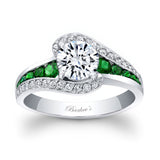 Unique Tsavorite Accent Moissanite Engagement Ring