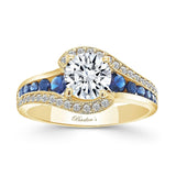 Unique Lab Diamond Engagement Ring With Blue Sapphire Accents
