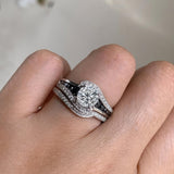 Unique Black Diamond Accent Moissanite Bridal Set