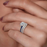 Unique Blue Sapphire Accent Bridal Set