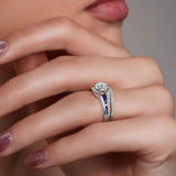 Unique Blue Sapphire Accent Bridal Set