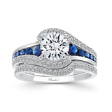 Unique Blue Sapphire Accent Bridal Set