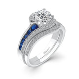Unique Blue Sapphire Accent Bridal Set