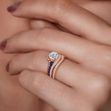 Unique Blue Sapphire Accent Bridal Set