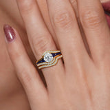 Unique Blue Sapphire Accent Bridal Set