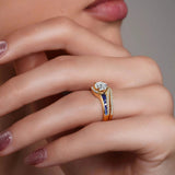 Unique Blue Sapphire Accent Bridal Set