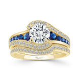 Unique Blue Sapphire Accent Bridal Set