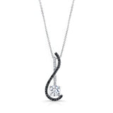 Petite Swirl Black And White Diamond Pendant