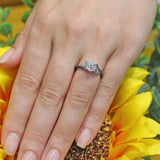 1 Carat Round Black Diamond Accent Ring
