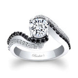 Swirl Black Diamond Accent Moissanite Engagement Ring