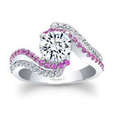 Swirl Pink Sapphire Accent Moissanite Engagement Ring Ring