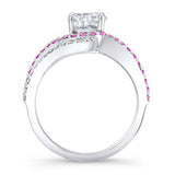 Swirl Pink Sapphire Accent Moissanite Engagement Ring Ring