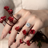 Double Halo Moissanite Engagement Ring