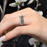 Split Shank Black And White Diamond Wedding Band