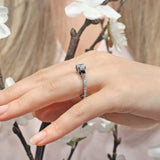 Black Diamond Accent 3 Stone Ring