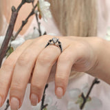Black Diamond Accent 3 Stone Ring