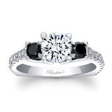 Black Diamond Accent 3 Stone Ring