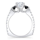 Black Diamond Accent 3 Stone Ring