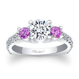 Pink Sapphire Accent Moissanite 3 Stone Ring