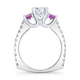 Pink Sapphire Accent 3 Stone Ring