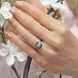 Marquise Halo Black Diamond Accent Moissanite Ring