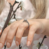 Marquise Halo Black Diamond Accent Moissanite Ring