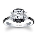 Marquise Halo Black Diamond Accent Moissanite Ring