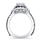 Marquise Halo Black Diamond Accent Moissanite Ring
