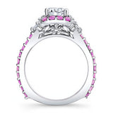 Marquise Halo Pink Sapphire Accent Ring