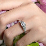 Vintage Marquise Blue Diamond Accent Engagement Ring