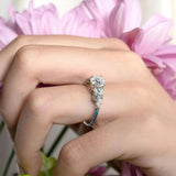 Vintage Marquise Blue Diamond Accent Engagement Ring