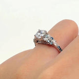 Vintage Marquise Blue Diamond Accent Engagement Ring