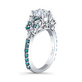 Vintage Marquise Blue Diamond Accent Engagement Ring