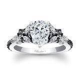 Pear Shape Vintage Moissanite Ring With Black Diamonds