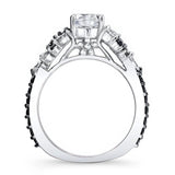 Pear Shape Vintage Moissanite Ring With Black Diamonds