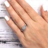 Round Vintage Black Diamond Accent Engagement Ring