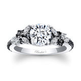 Round Vintage Black Diamond Accent Engagement Ring