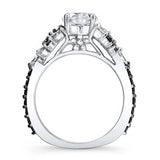 Round Vintage Moissanite Ring With Black Diamonds