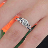 Vintage Marquise Blue Sapphire Accent Moissanite Engagement Ring