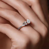 Vintage Marquise Blue Diamond Accent Engagement Ring