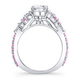Vintage Marquise Pink Sapphire Accent Engagement Ring