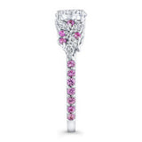Vintage Marquise Pink Sapphire Accent Engagement Ring