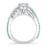 Vintage Marquise Tsavorite Accent Engagement Ring