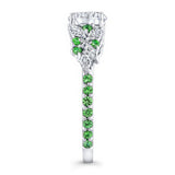 Vintage Marquise Tsavorite Accent Engagement Ring