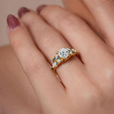Vintage Marquise Blue Diamond Accent Engagement Ring