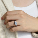 Moissanite Black Diamond Accent Flower Engagement Ring