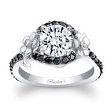 Moissanite Black Diamond Accent Flower Engagement Ring